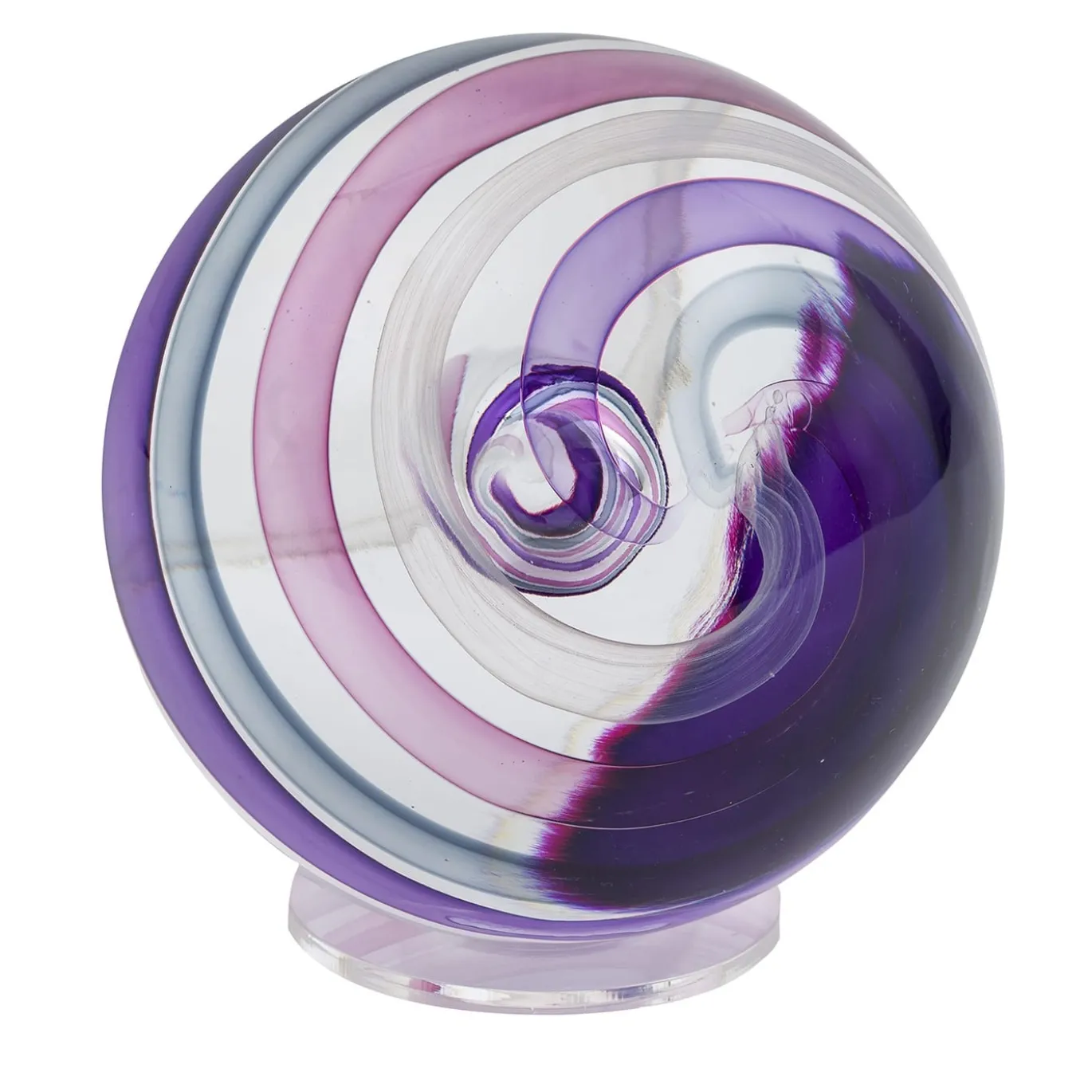 Scultura Sfera in Vetro di Murano Viola