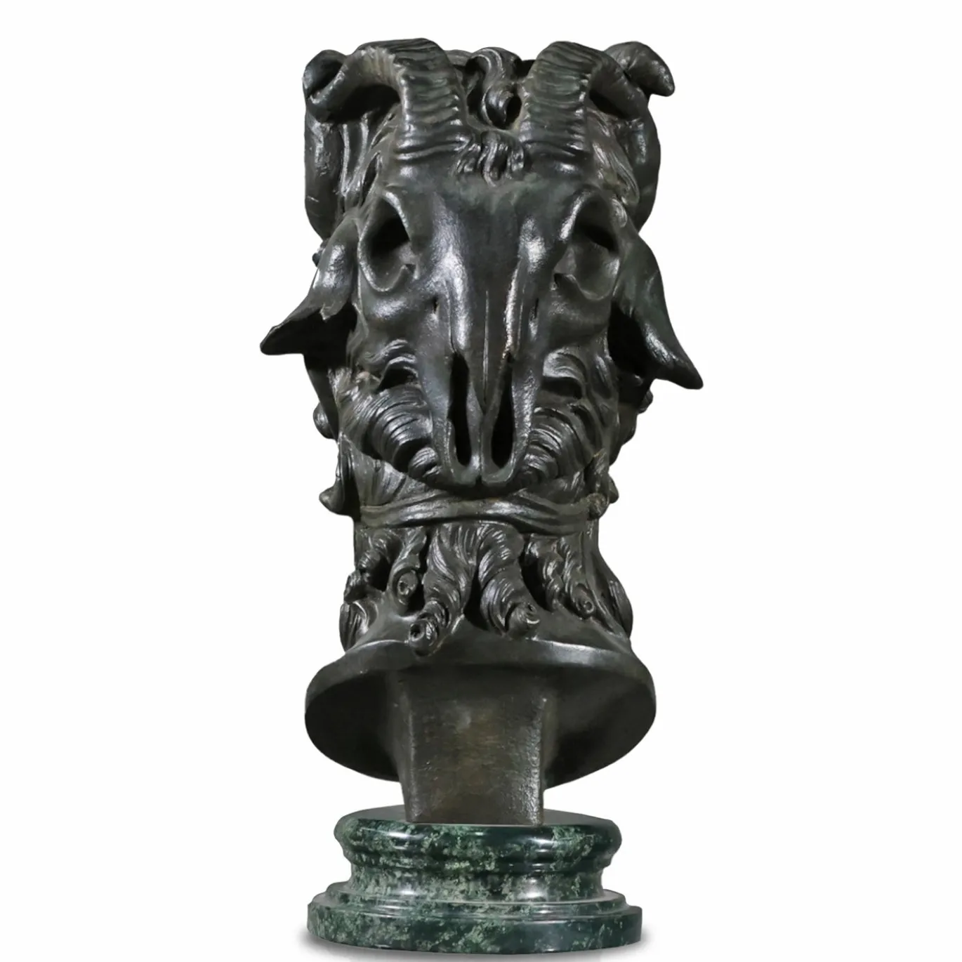 Scultura Testa Bucranio in bronzo