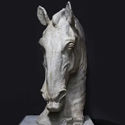 Scultura Testa di Cavallo in Gesso Bianco