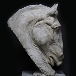 Scultura Testa di Cavallo in Gesso Bianco