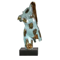 Scultura Torso Femminile Frangiato in Bronzo