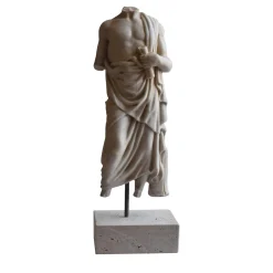 Scultura Torso Panneggiato in Marmo Bianco di Carrara