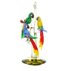 Scultura Tre Pappagalli in Vetro di Murano