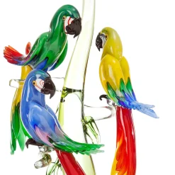 Scultura Tre Pappagalli in Vetro di Murano