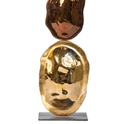 Scultura Turtle Shell Totem in vetro di Murano metallizzato oro e oro rosso