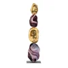 Scultura Turtle Shell Totem in vetro di Murano lilla effetto marmo e oro metallizzato