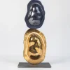 Scultura Turtle Shell Totem in vetro di Murano metallizzato oro, blu e oro rosso