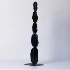 Scultura Turtle Shell Totem in vetro di Murano metallizzato oro, blu e oro rosso