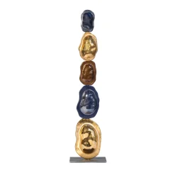 Scultura Turtle Shell Totem in vetro di Murano metallizzato oro, blu e oro rosso