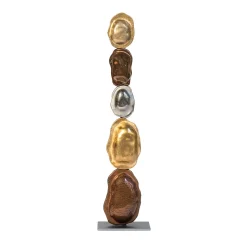 Scultura Turtle Shell Totem in vetro di Murano metallizzato oro, platino e oro rosso