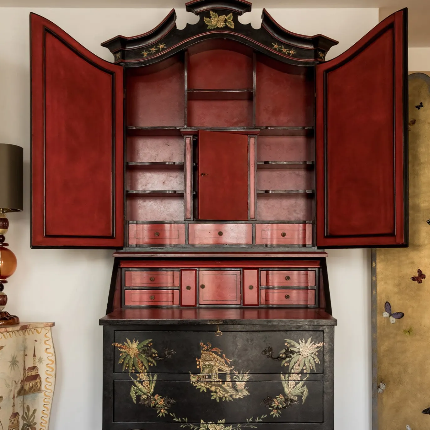 Secretaire Doge Nero con Mobile Chinoiserie