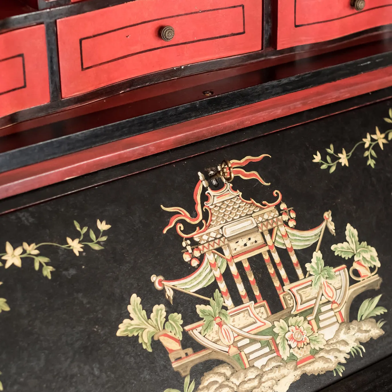 Secretaire Doge Nero con Mobile Chinoiserie