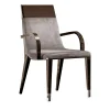 Sedia Absolute in tessuto grigio e marrone con braccioli