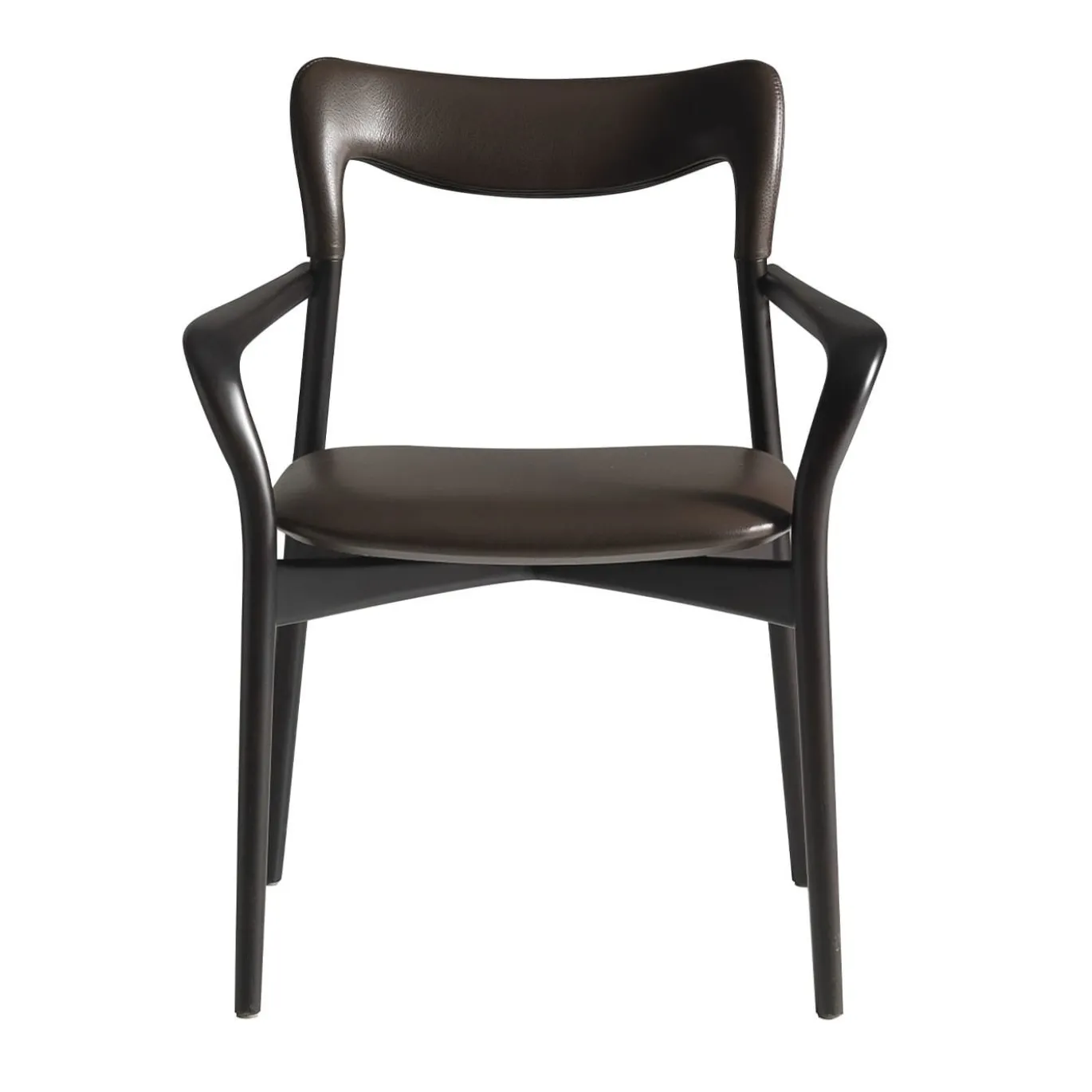 Sedia Achille in pelle scura