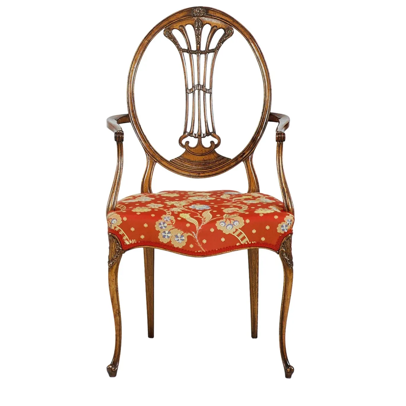 Sedia a cuscino rosso stile Hepplewhite n. 1