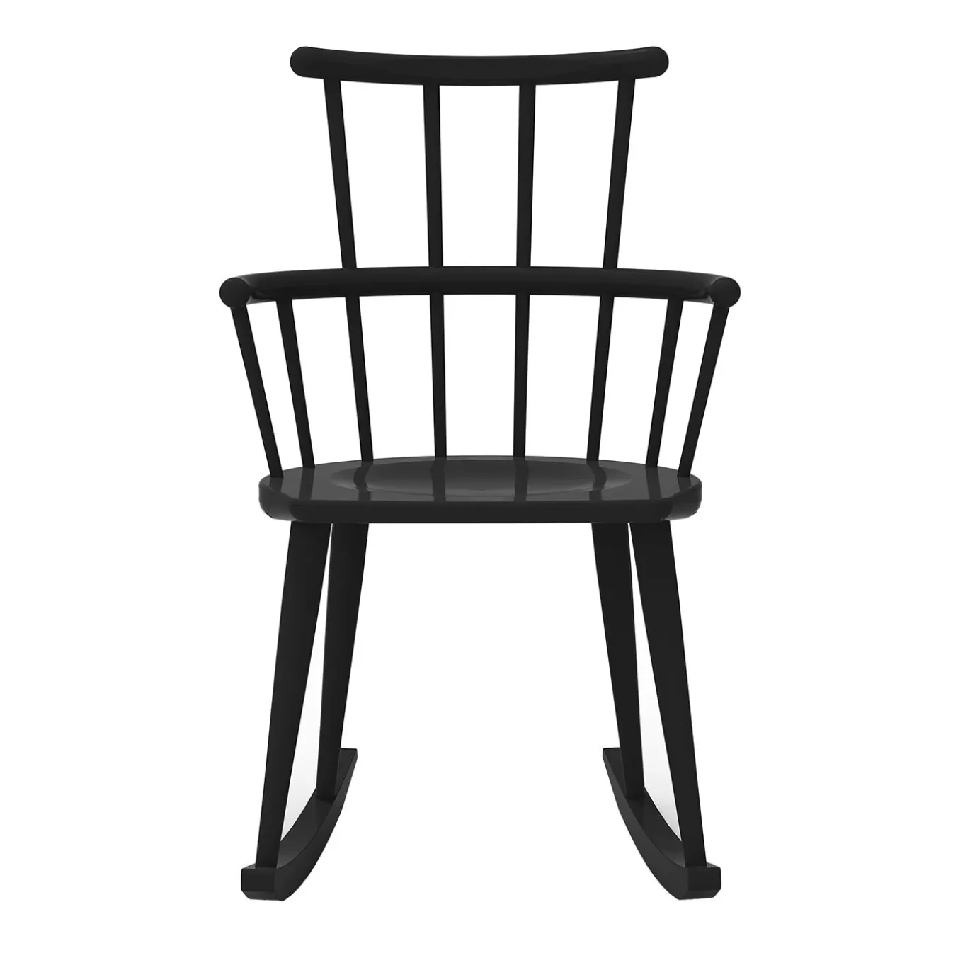 Sedia a dondolo W.604 nera con schienale alto