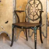 Sedia Aquileia con braccioli in legno nero dipinta a mano