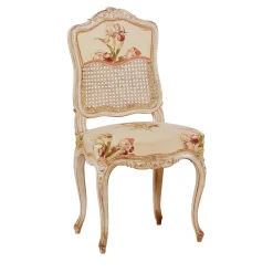 Sedia bianca floreale in stile Luigi XV