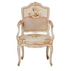 Sedia bianca floreale in stile Luigi XV #1