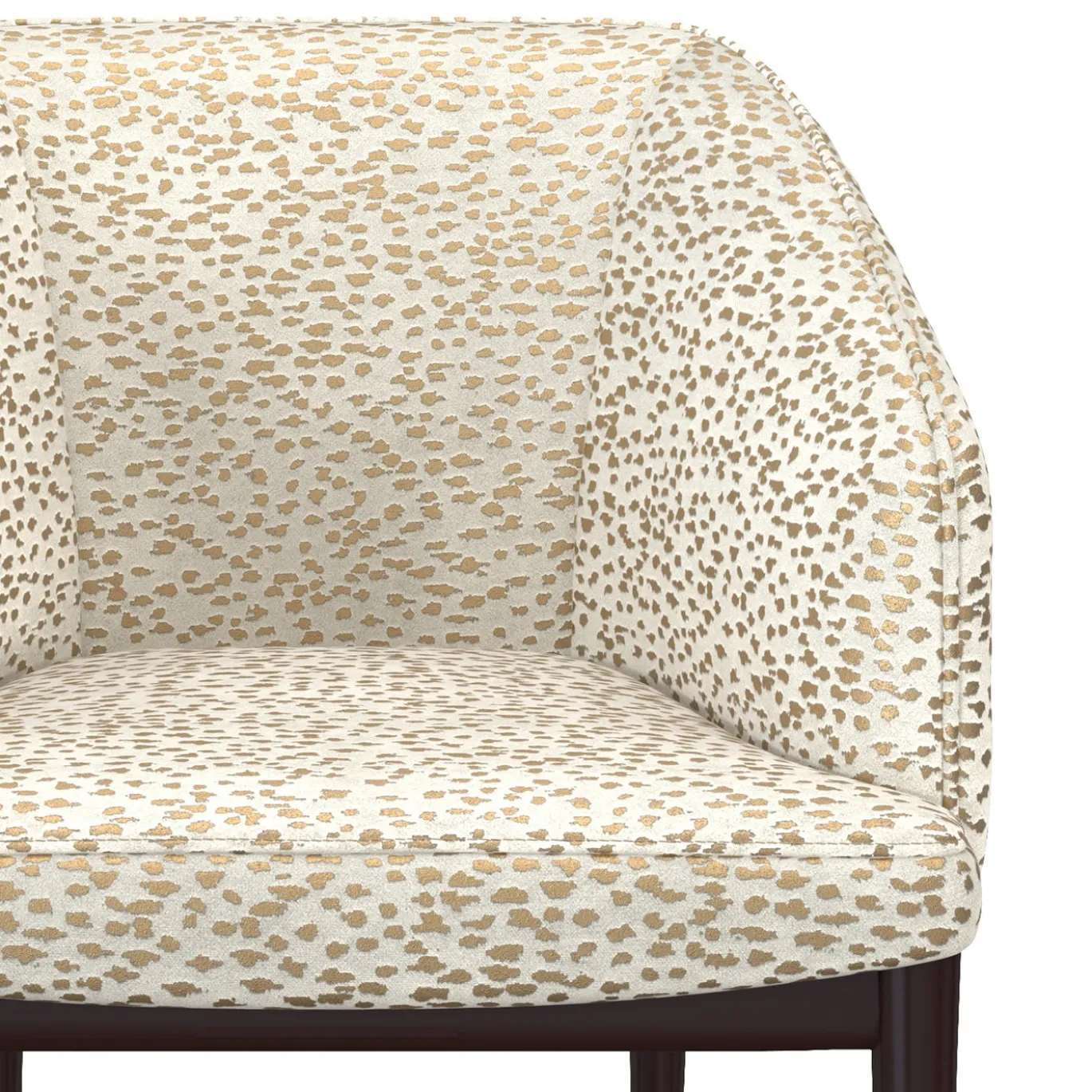Sedia B in tessuto beige e legno wengè