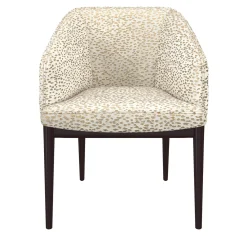 Sedia B in tessuto beige e legno wengè