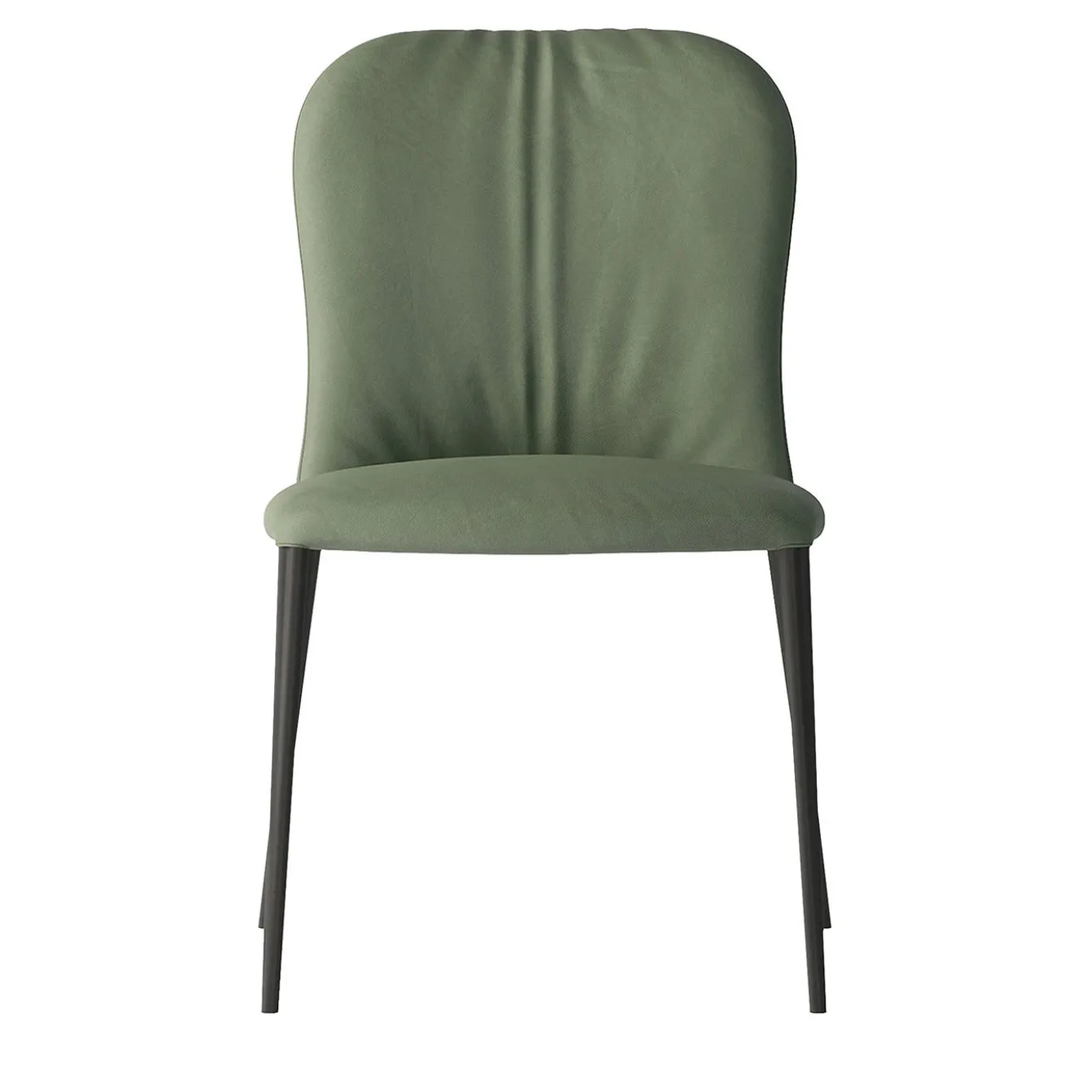 Sedia Bustier in pelle salvia con struttura in metallo grigio carbone