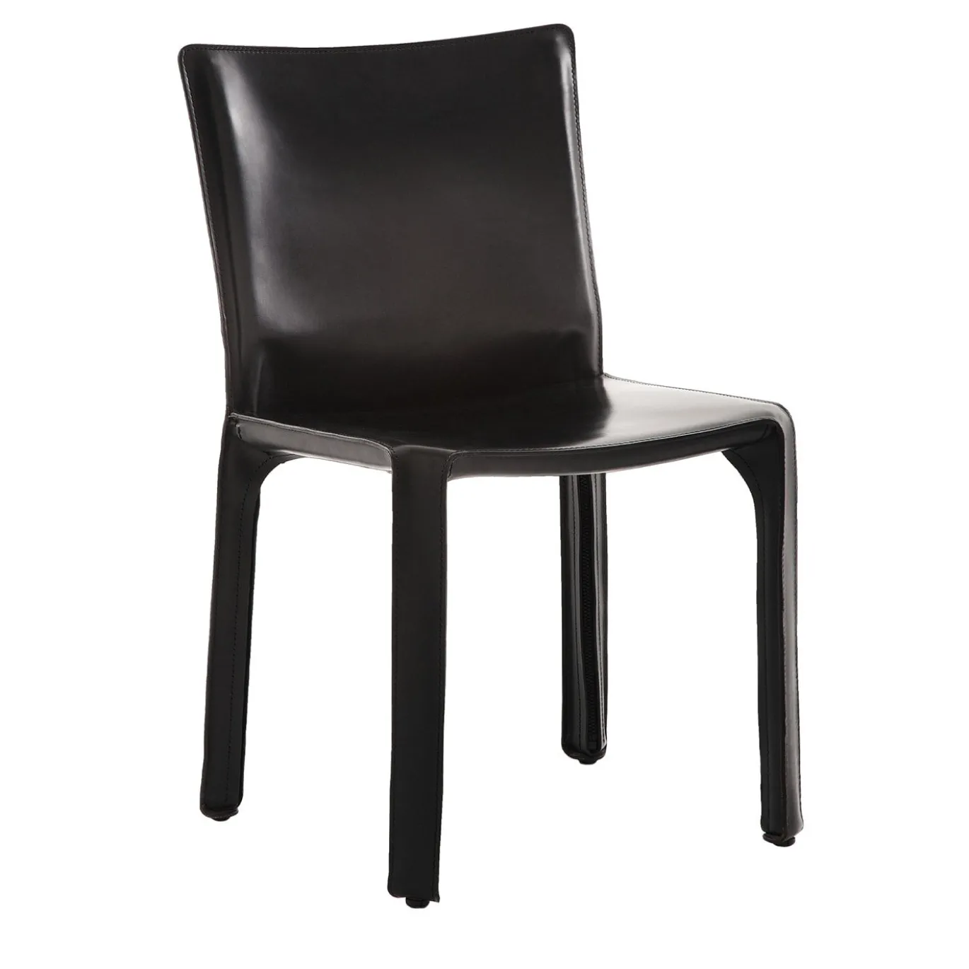 Sedia Cab 412 in Pelle Saddle Nera di Mario Bellini