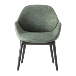 Sedia Calathea verde Damaris con base in legno