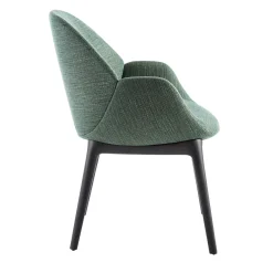 Sedia Calathea verde Damaris con base in legno
