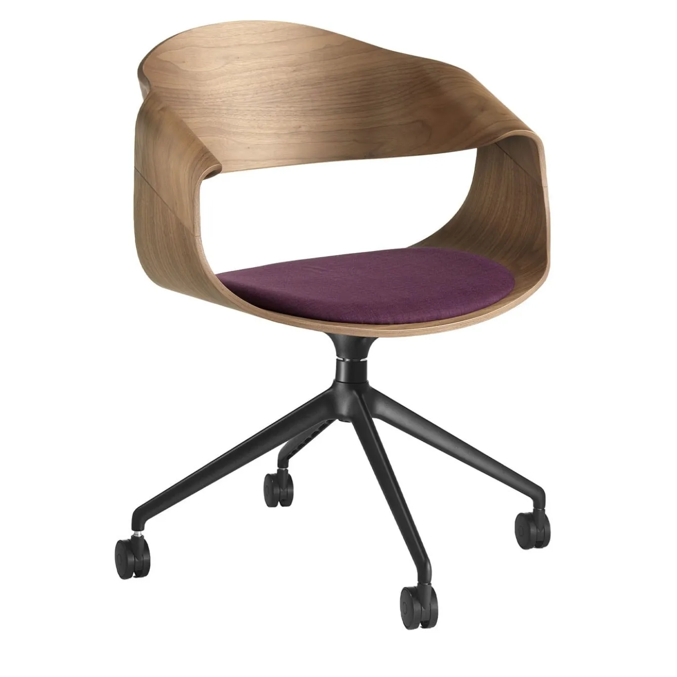 Sedia Chantal con base nera e noce canaletto