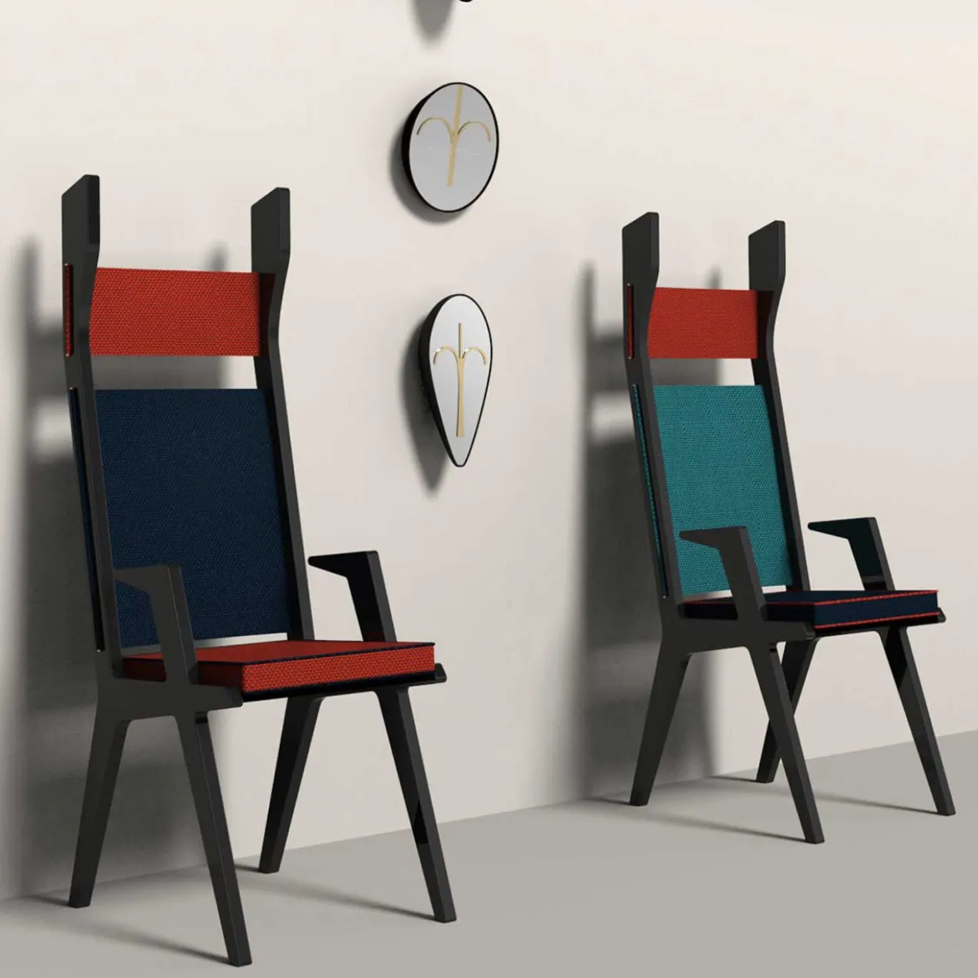 Sedia Colette blu e rossa