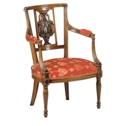 Sedia con schienale zoomorfo in stile impero francese con braccioli