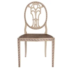 Sedia Cornaro in Legno Crema con Decorazioni Blu