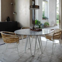 Sedia da esterno Raphia in alluminio bianco di Lucidipevere