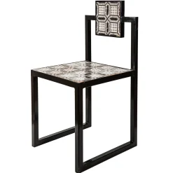 Sedia da Esterno Tiles Quadrata in Ferro Nero
