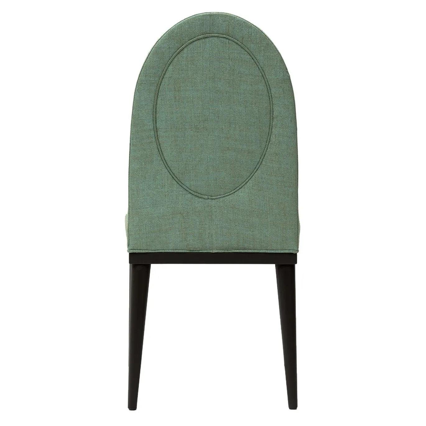 Sedia da pranzo Alma in tessuto verde con struttura in legno massello
