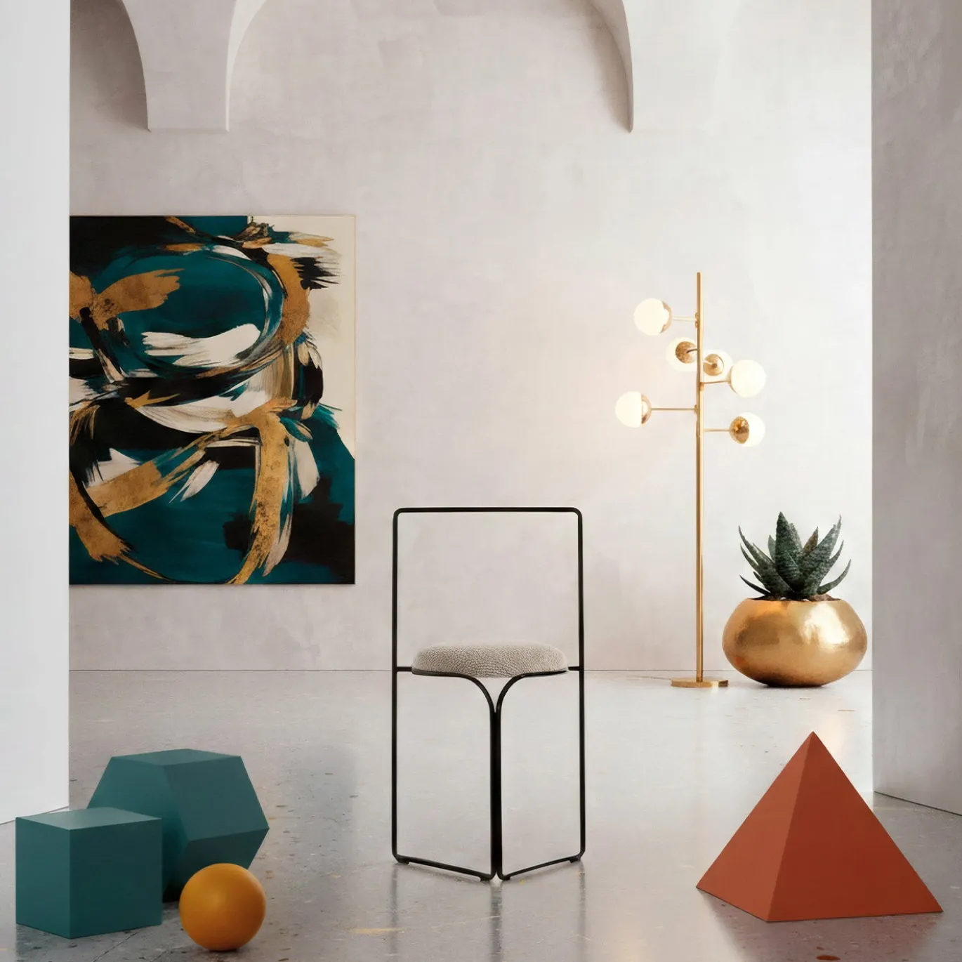Sedia da pranzo Flow in metallo con finitura Ultrablack