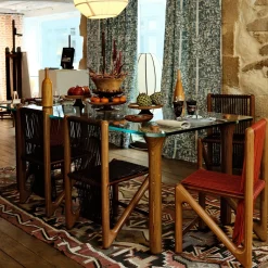 Sedia da pranzo in legno multistrato e cuoio marrone