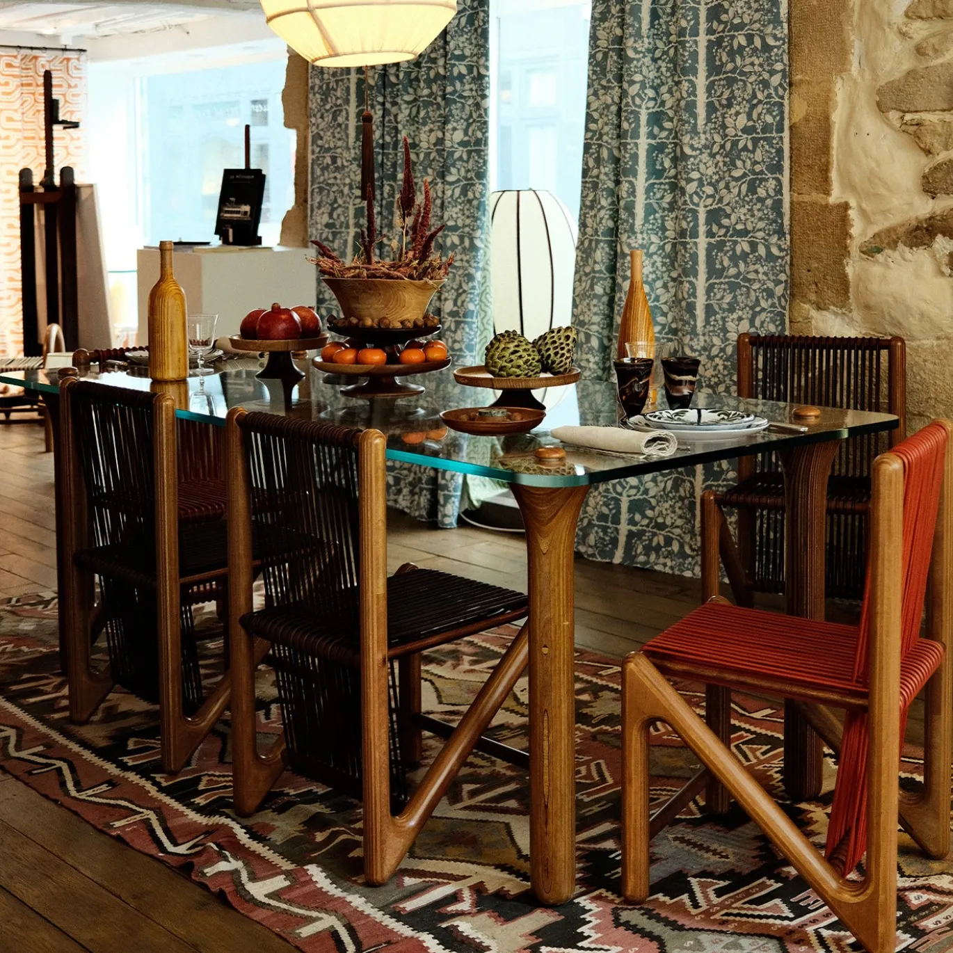 Sedia da pranzo in legno multistrato e cuoio marrone