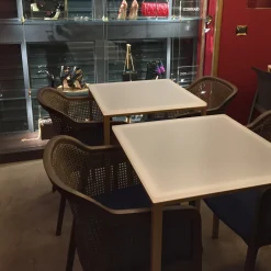 Sedia da pranzo in paglia di Vienna e noce canaletto verde