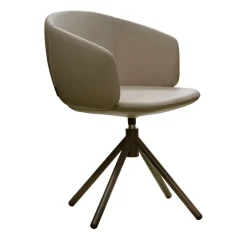 Sedia da pranzo in pelle non grigia con base girevole