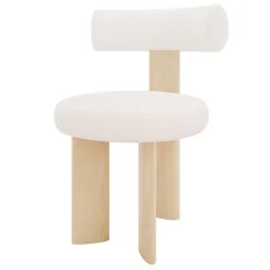 Sedia da pranzo Torii in Bouclè e legno