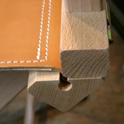 Sedia da regista in pelle beige