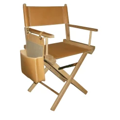 Sedia da regista in pelle beige