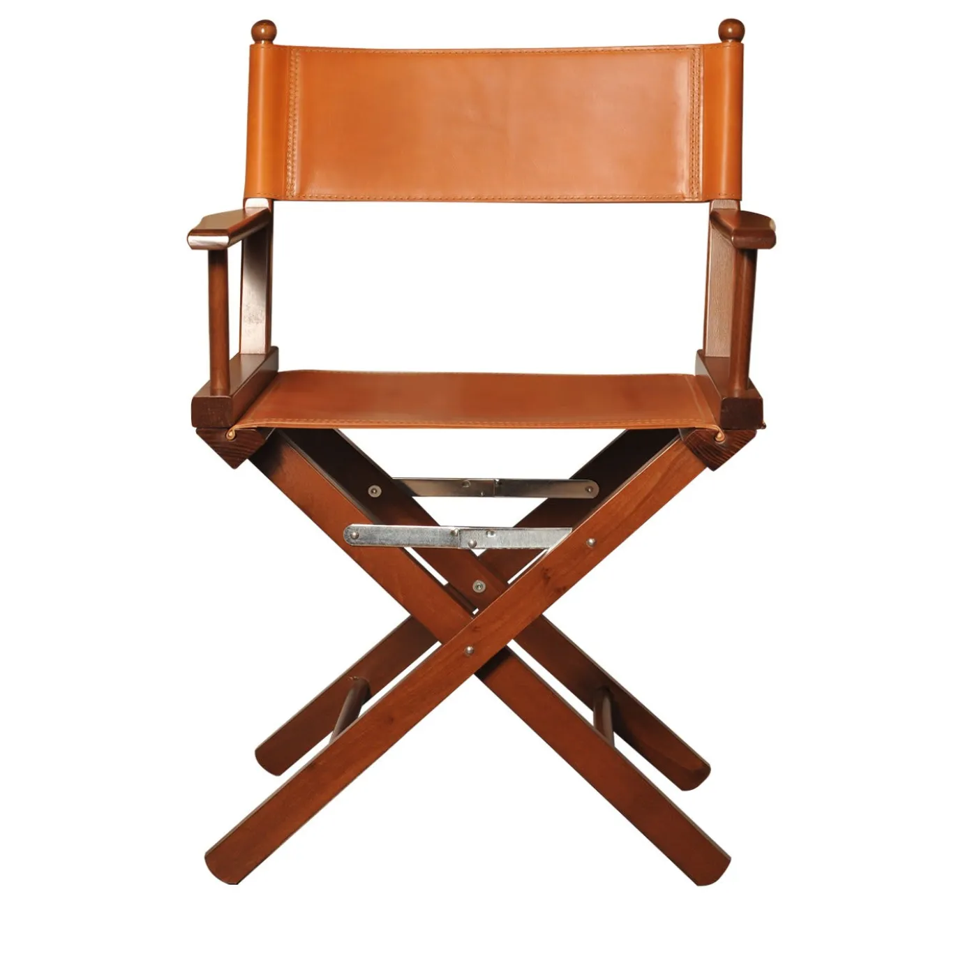 Sedia da regista in pelle cognac