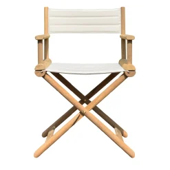 Sedia da regista outdoor Fellini in teak e imbottita bianca