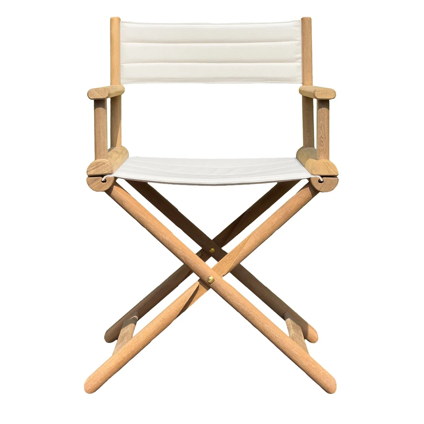 Sedia da regista outdoor Fellini in teak e imbottita bianca