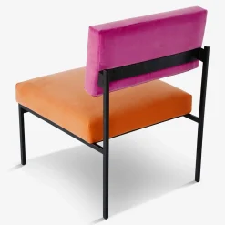 Sedia da salotto Aurea in velluto arancione e rosa