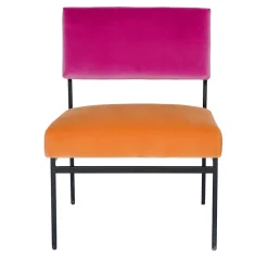 Sedia da salotto Aurea in velluto arancione e rosa