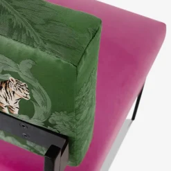 Sedia da salotto Aurea in velluto rosa e seta verde